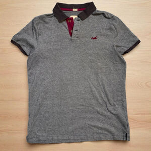 Y2K Hollister Men’s Gray Logo Polo Shirt Size XL